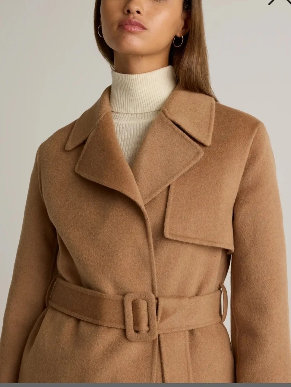 NWT Quince Double-Faced Merino Wool Trench Coat, Medium - Picture 6 of 13